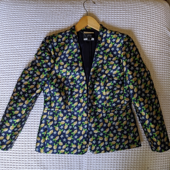 J Crew Lemon Jacquard Blazer - Picture 3 of 6
